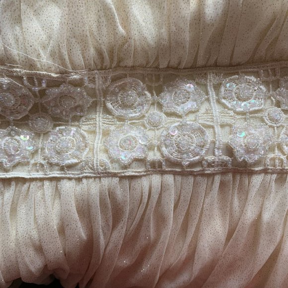 MY MICHELLE GIRLS BEADED IVORY Gold Sparkles DRESS WITH UNDERSKIRT SIZE 8 - Picture 10 of 11
